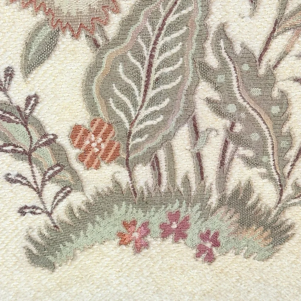 70's Vintage Crewel Wool Floral Wall Hanging Embroidered Tapestry Cottage Decor